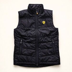 Ferrari Kids‎ Black Scuderia F1 Puffer Vest Full-Zip Quilted M Racing Autobahn